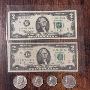 1976 $2 Bill 1776-1976 Bicentennial Kennedy Half 1776-1976 Bicentennial Quarter